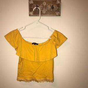 ambiance yellow off the shoulder crop top